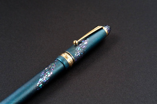 Galaxy Swirl Raden on Metallic Blue-Charcoal-Pilot Custom 743