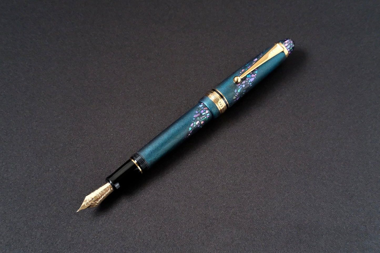 Galaxy Swirl Raden on Metallic Blue-Charcoal-Pilot Custom 743
