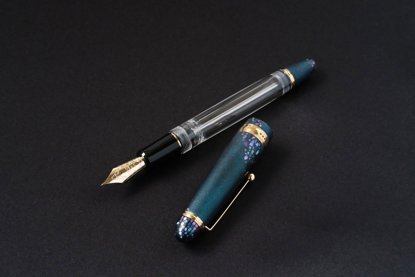 Galaxy Swirl Raden on Metallic Blue-Charcoal-Pilot Custom 823