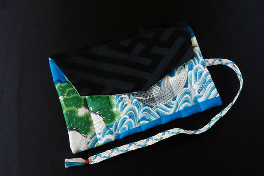 Kimono Pen Roll with Flap (7‑Slot) – Ascending Koi