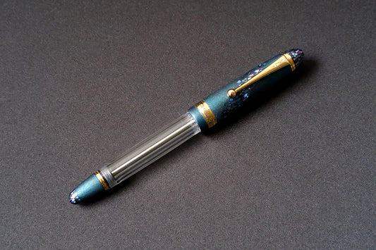 Galaxy Swirl Raden on Metallic Blue-Charcoal-Pilot Custom 823