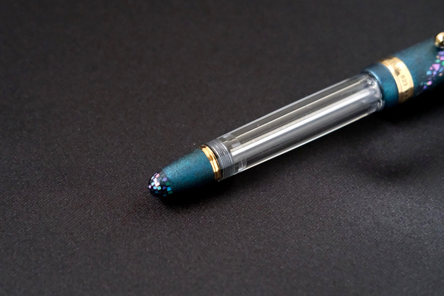 Galaxy Swirl Raden on Metallic Blue-Charcoal-Pilot Custom 823