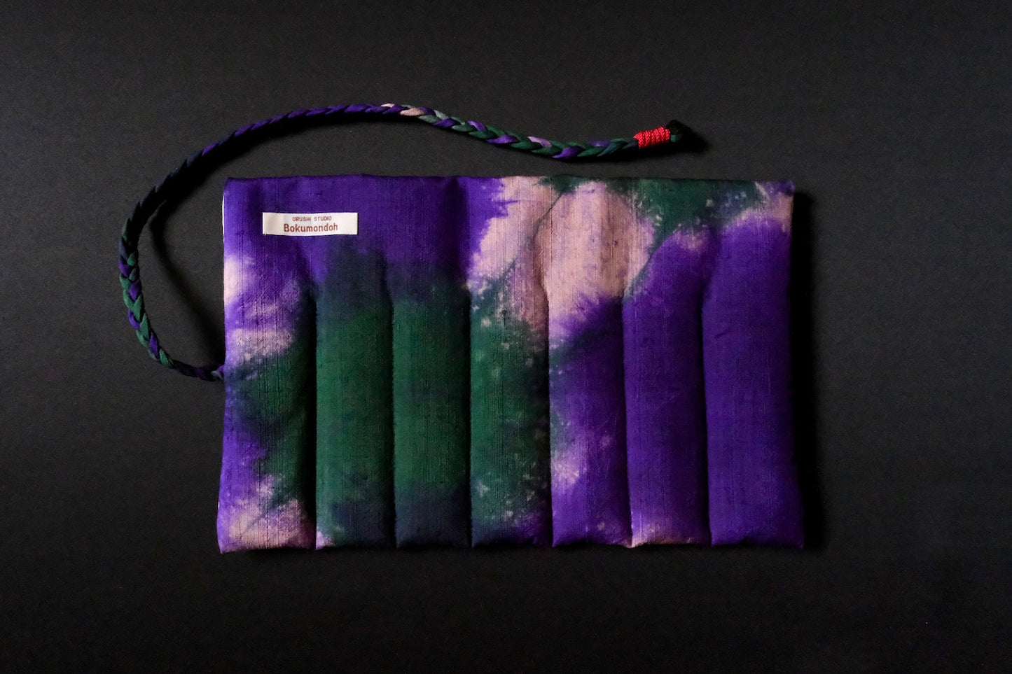 Kimono Pen Roll (7‑Slot) with Flap – Shibori-Dyed