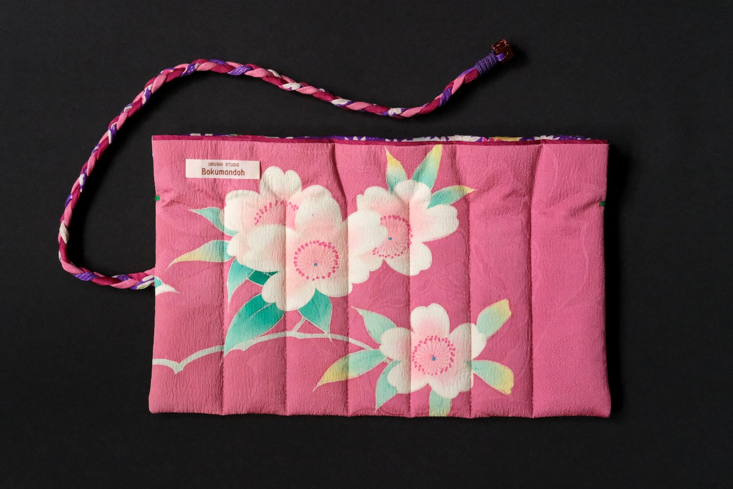 Kimono Pen Roll (7‑Slot) – Cherry blossoms and Lilies
