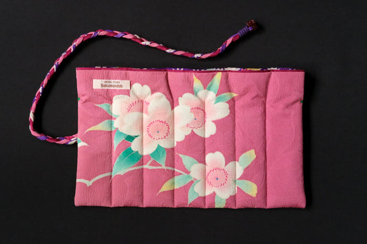 Kimono Pen Roll (7‑Slot) – Cherry blossoms and Lilies