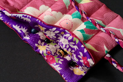 Kimono Pen Roll (7‑Slot) – Cherry blossoms and Lilies