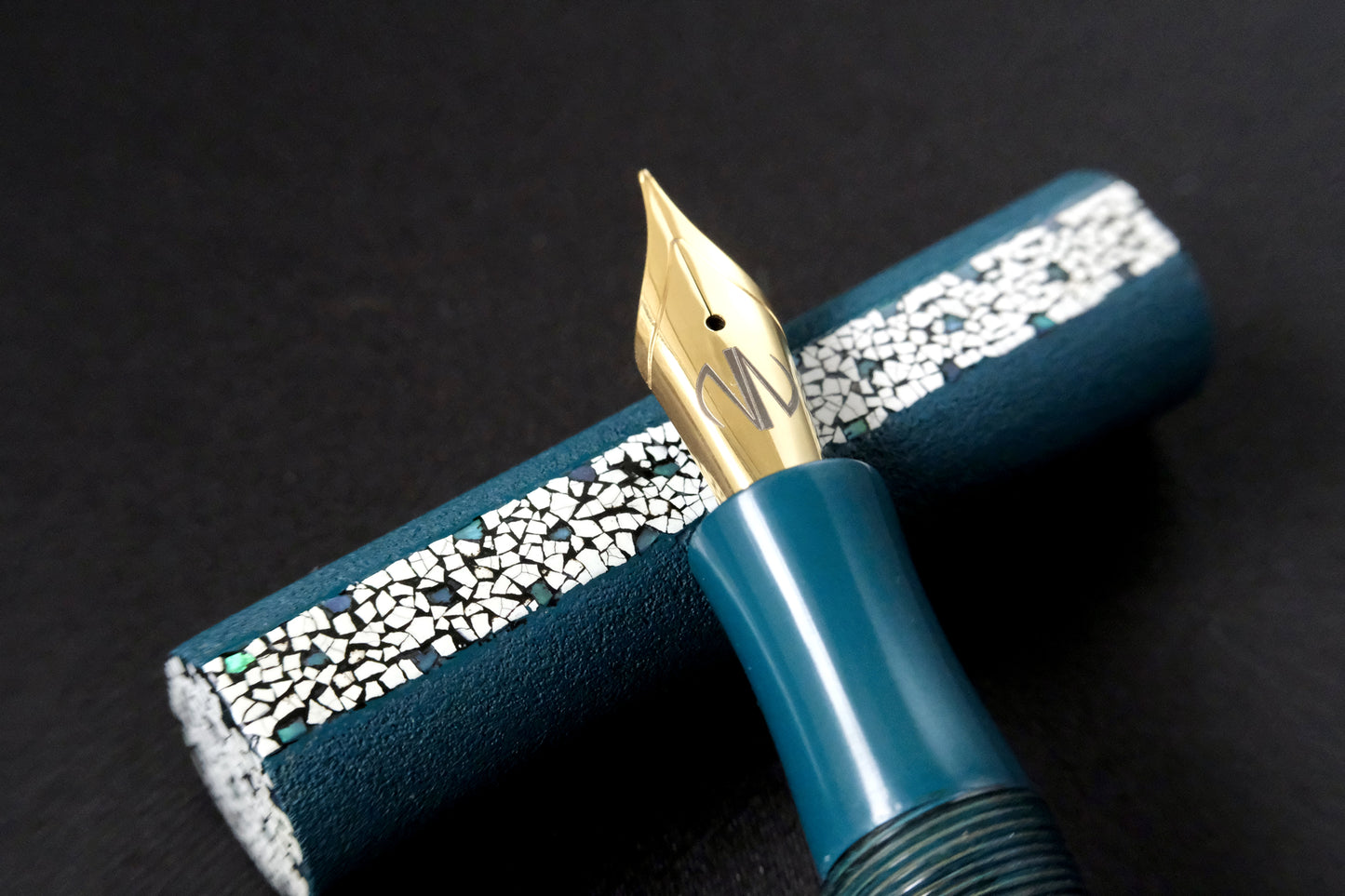 Teal blue Ishime-nuri with Rankaku on Newton Pens-Shinobi
