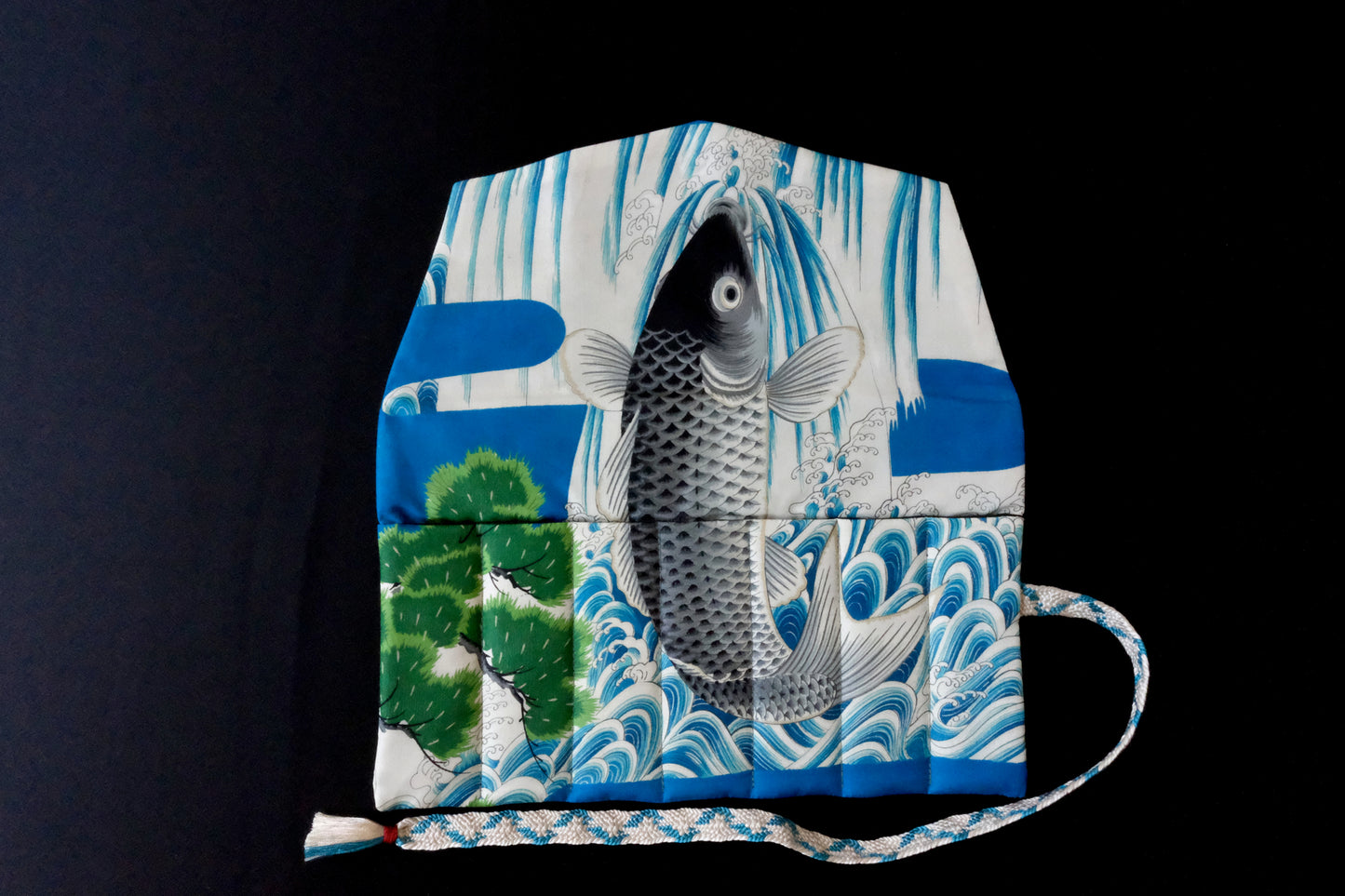 Kimono Pen Roll with Flap (7‑Slot) – Ascending Koi
