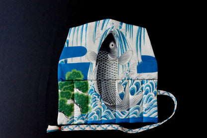 Kimono Pen Roll with Flap (7‑Slot) – Ascending Koi